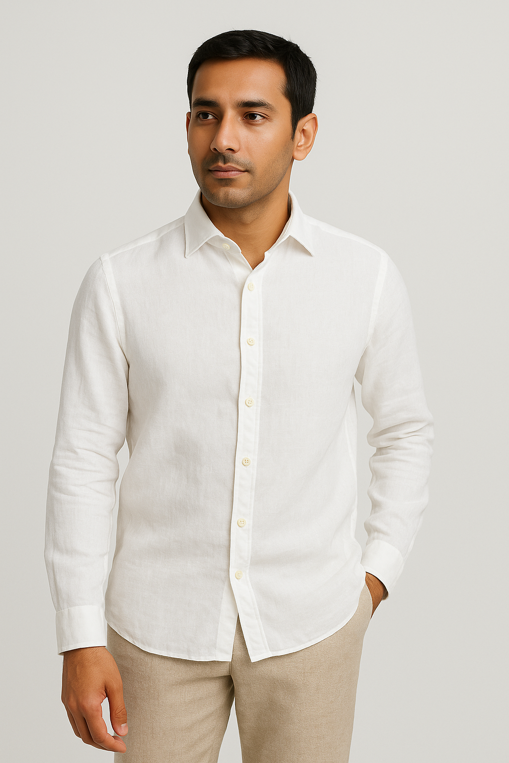 Custom-Made White Linen Shirt – Tailored to Perfection