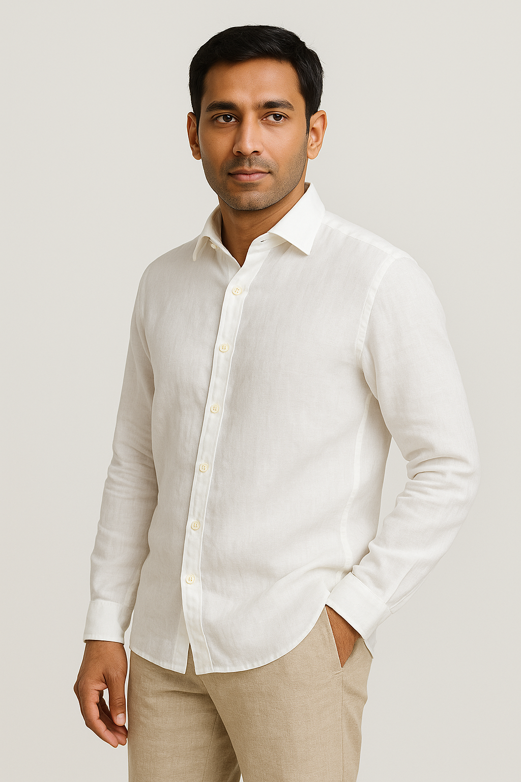 Custom-Made White Linen Shirt – Tailored to Perfection